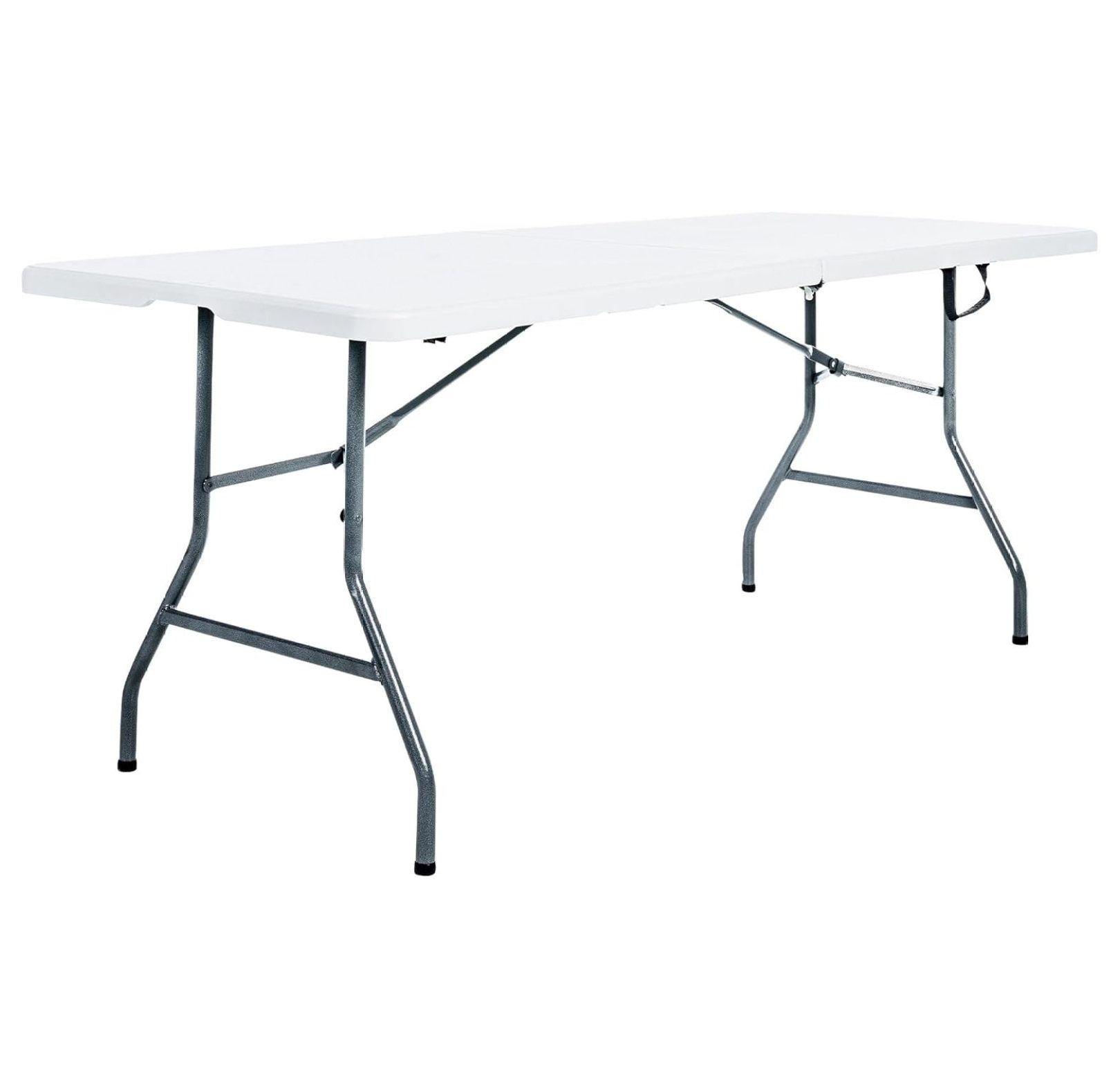 Multipurpose Banquet Fold-in-Half Table Lightweight Durable Desk with Secure Base for Indoor and Outdoor Events, 6 Foot, White